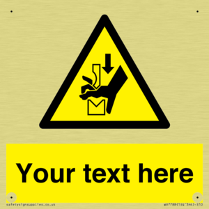 Custom warning hand crushing between press brake tool